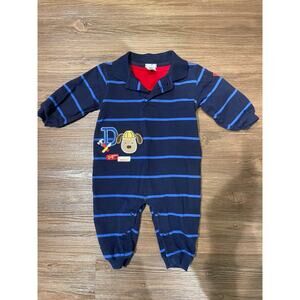 Carters 9 month Boys Romper Outfit Collared Blue Striped